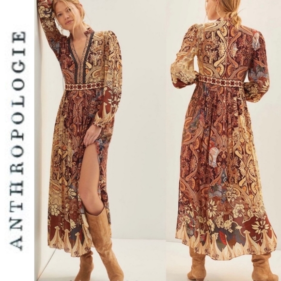 Anthropologie Dresses & Skirts - NEW Anthropologie Bhanuni by Jyoti Abstract Print Boho Sequin V Neck Dress 2